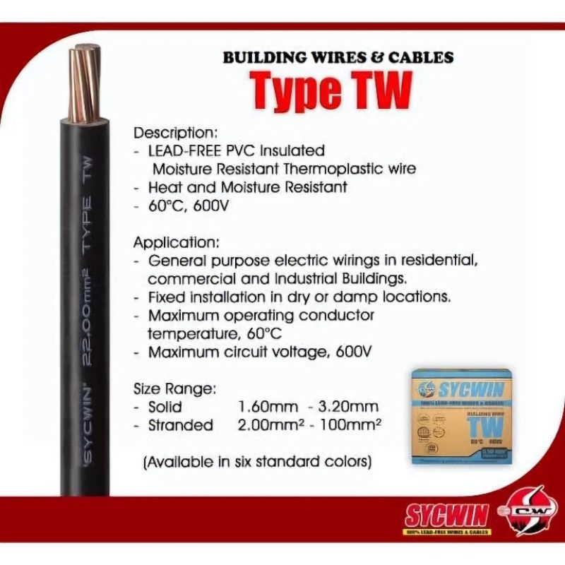 Sycwin Tw Wire #10 2.6mm Solid Black( sold by 10 Meter) | Shopee ...