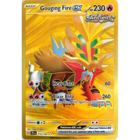 Pokemon TCG Gouging Fire EX 214/162 Temporal Forces Hyper Rare Gold ...