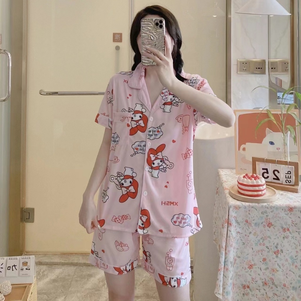 CAND Korean Cute Pajama Sleep Wear Night Wear Terno Shorts for Women COD Shopee Philippines