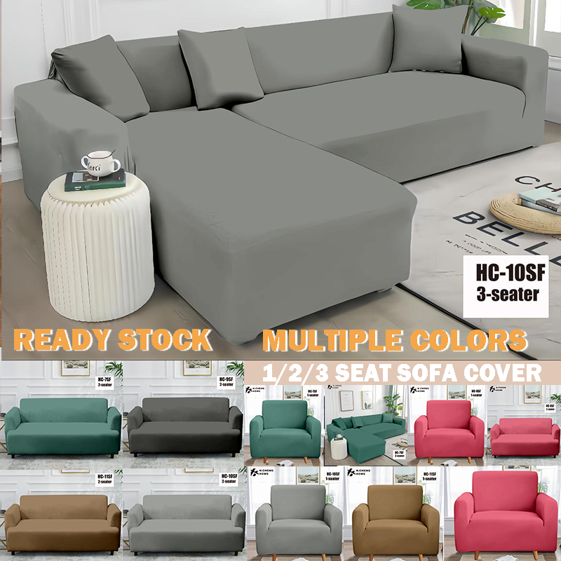 LShaped Sofa 1/2/3 Seater Universal Cover Pure Color Stretch Sofa