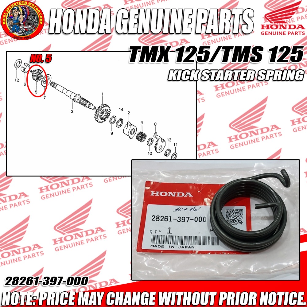 TMX 125/TMS 125 KICK STARTER SPRING (HPI) (Genuine: 28261-397-000 ...