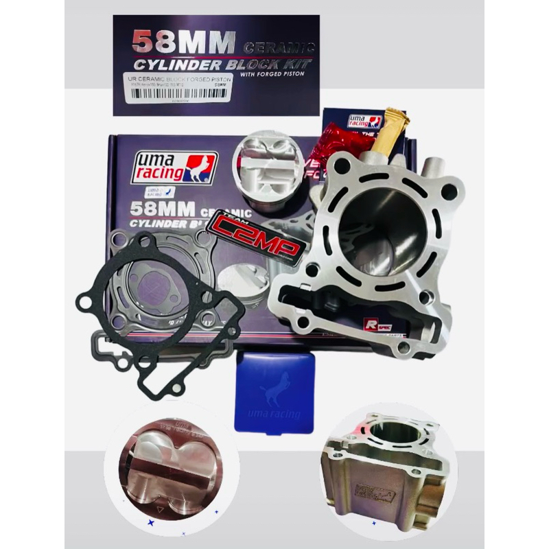 UMA Racing Ceramic Cylinder Block 58mm , 63mm NMAX Aerox155 R15 V3 ...