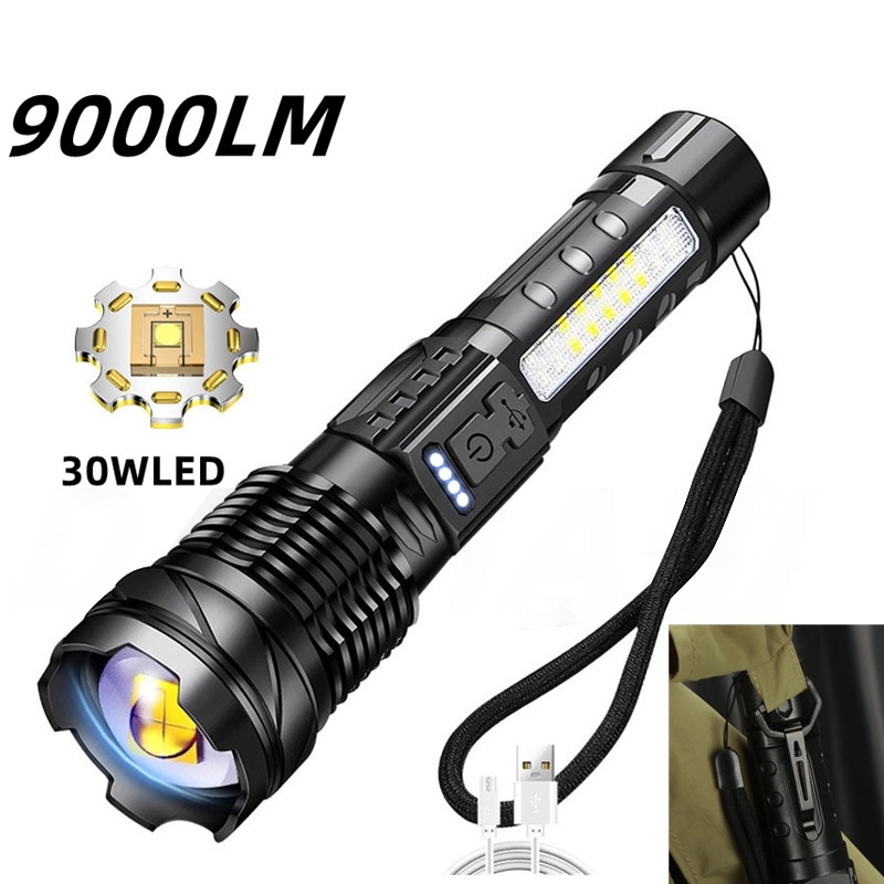 Super bright high flashlight strong lantern of 7 modes emergency light ...