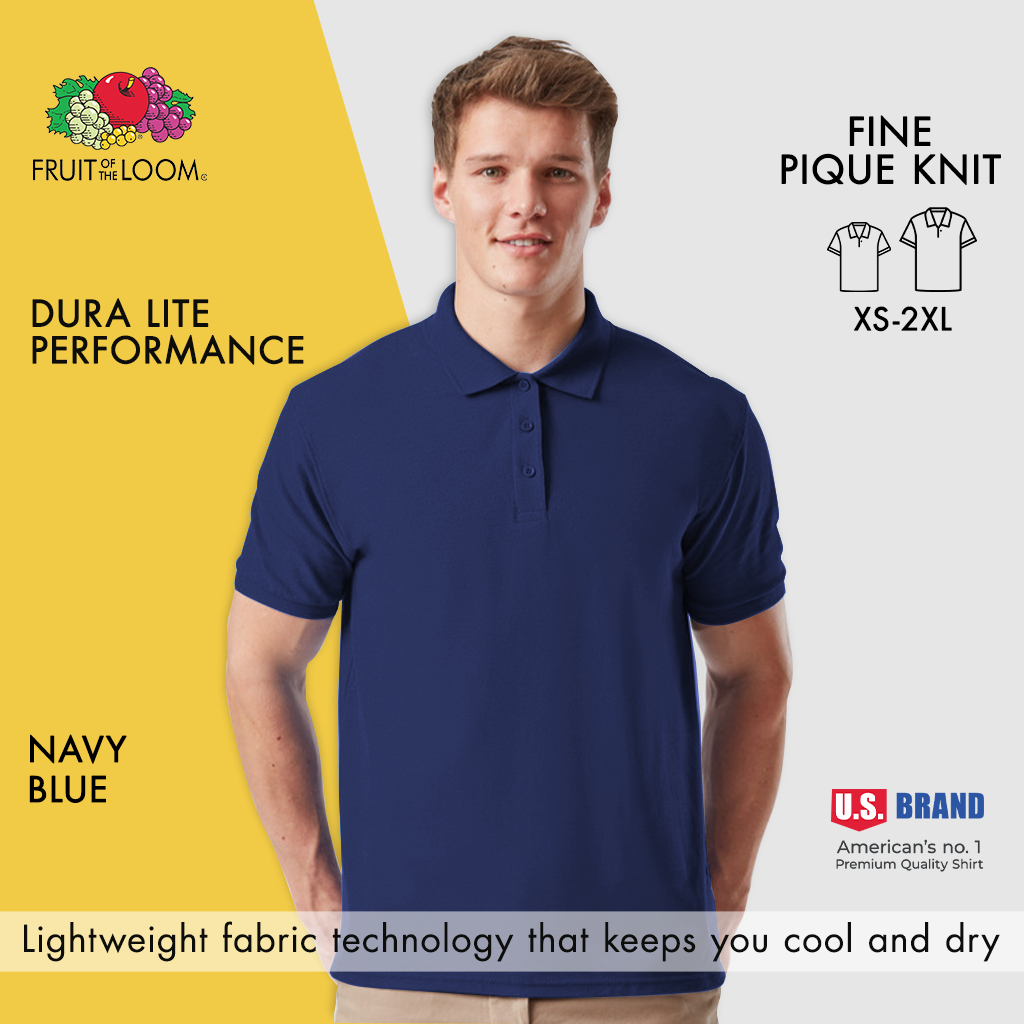 Fruit of the loom navy polo shirt online