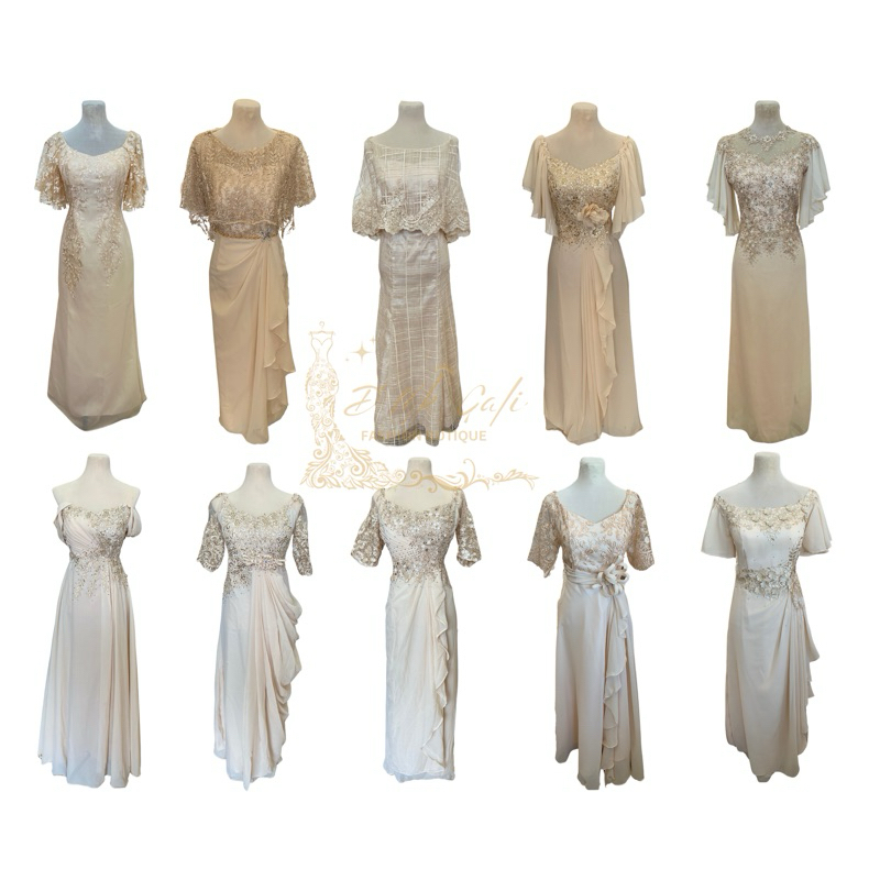 beige color dress for wedding sponsor Mother Of the bride Gown/Principal Gown/ Pang Ninang Gown (Color: Beige/Cream) Mermaid Spaghetti Straps Black image-add-10/31/23 and events Color:Ivory Pink