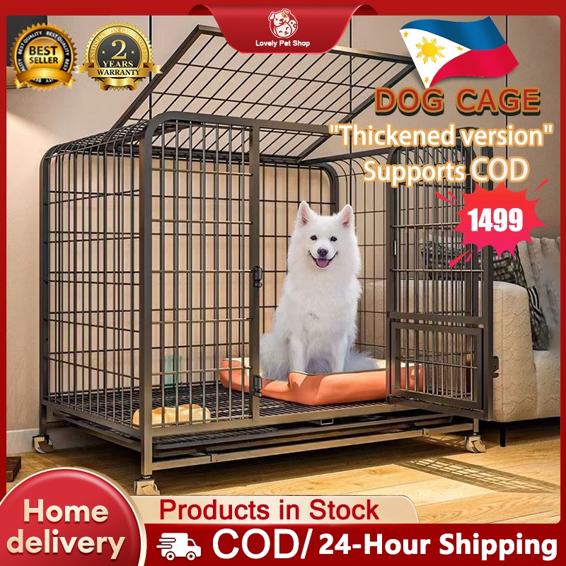 Dog Cage Heavy Duty with Poop Tray Metal Free Space Pet Cage Animals ...