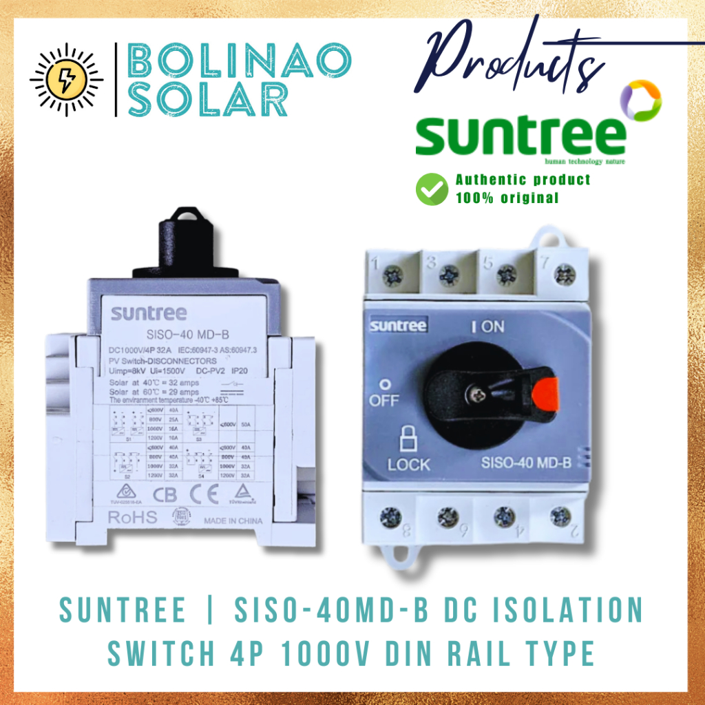 SUNTREE | SISO-40MD-B DIN RAIL TYPE DC ISOLATION SWITCH 4P 1000V (32A ...