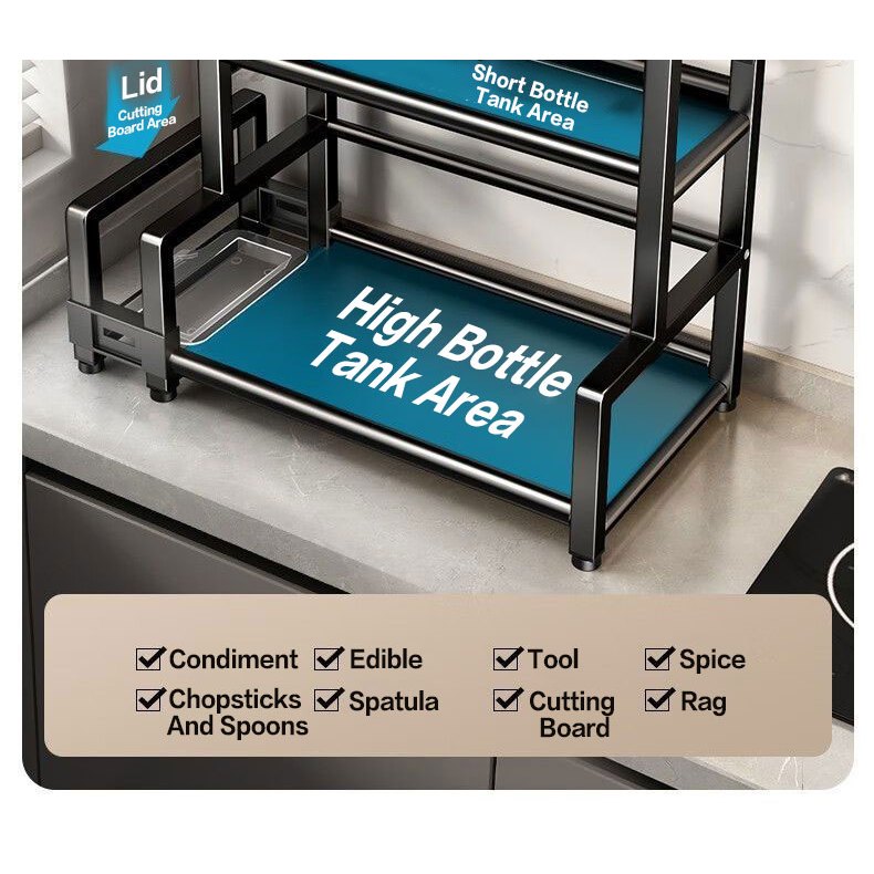 2/3L Condiments Rack Stainless Steel Kitchen Organizer Condiments ...