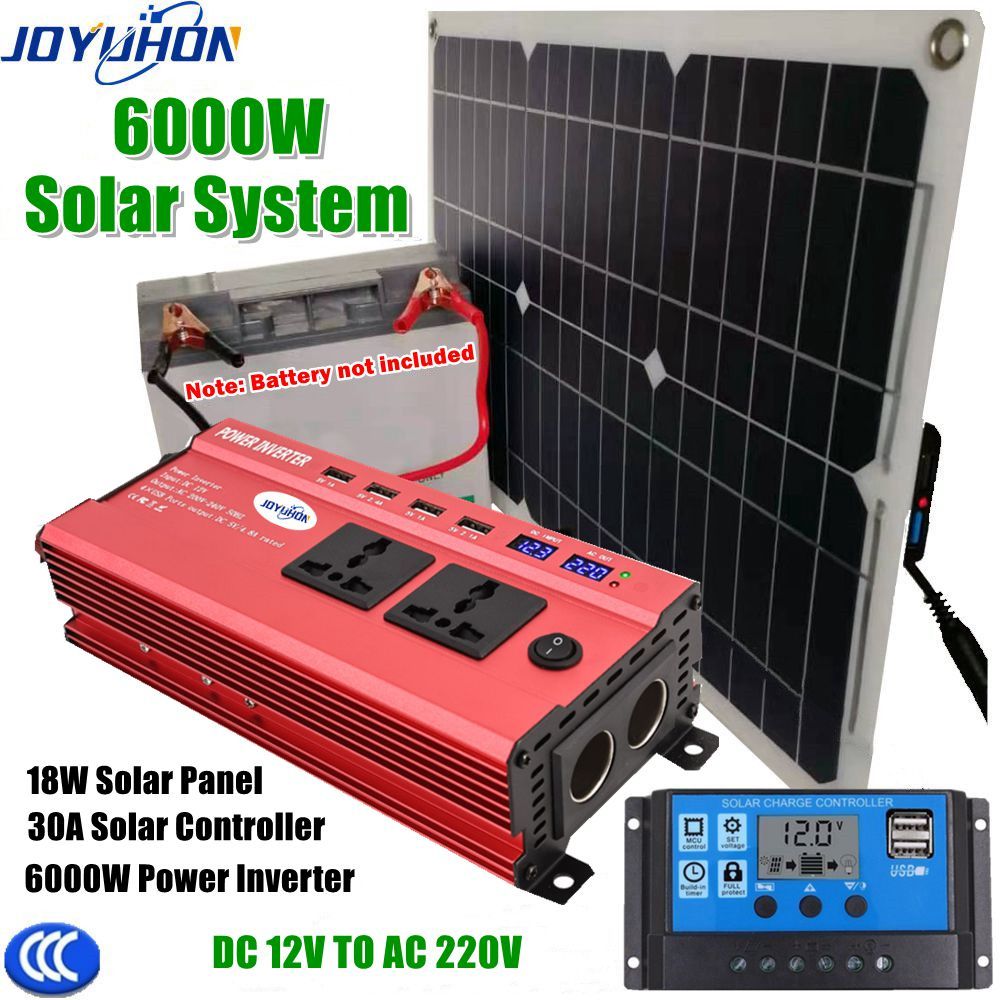 JOYUHON Solar Power Inverter System 6000W Inverter 12V to 220V 18W ...