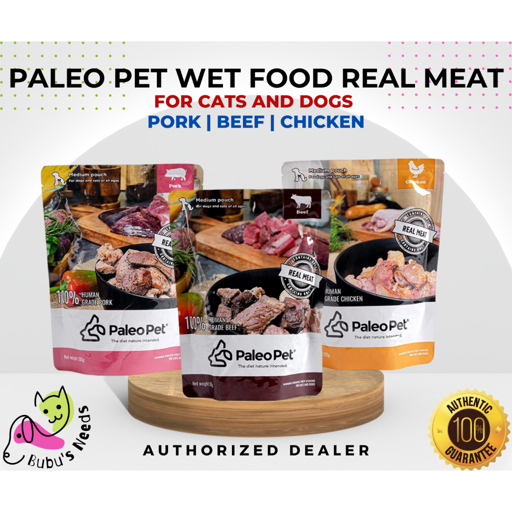 View of PALEO PET WET FOOD FOR PETS DOG CAT REAL MEAT - MEDIUM POUCH 285G ...