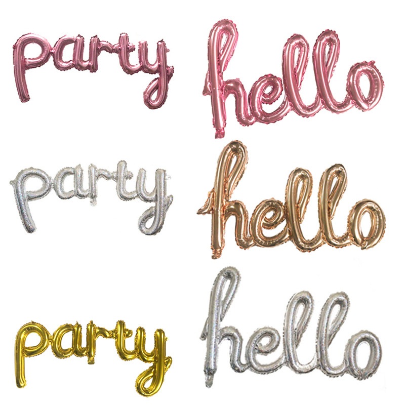 PT136 Cursive Letter Balloons - Happy Birthday, Hello, Cheers, Congrats ...