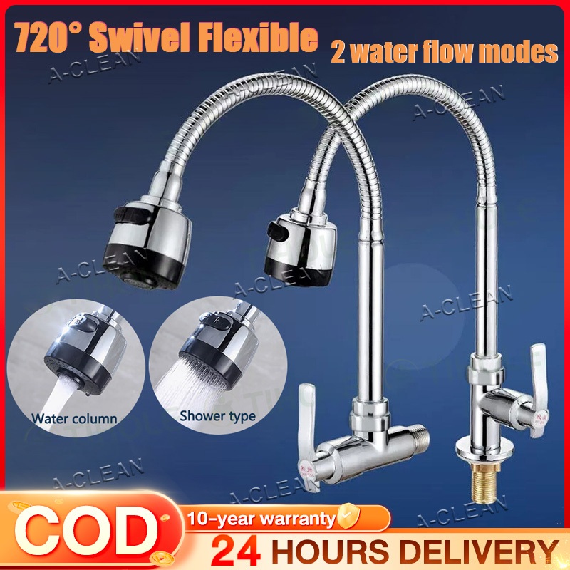 304 Kitchen Faucet Pull Flexible with Sprayer Stainless Sink Wash Tap