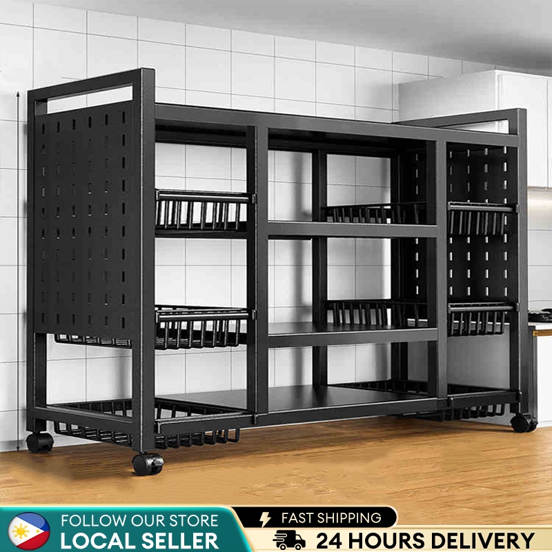 Kitchen rack Kitchen organizer Rack with Wheels Metal rack microwave ...