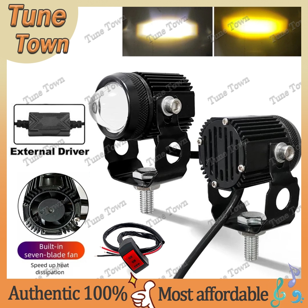 2PCS V2 Laser gun motorcycle mini driving light Dual color auxiliary ...
