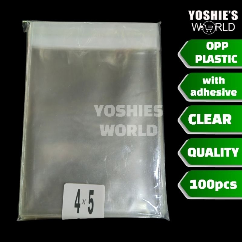 (100PCS) ADH 4 x 5 OPP CLEAR PLASTIC WITH SELF-ADHESIVE CELLOPHANE BAG ...