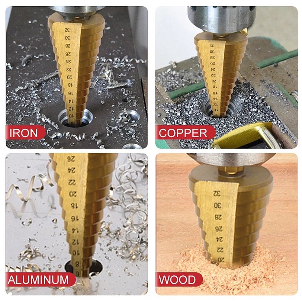 Drill Bit Set Titanium Coated HSS Universal Hole opener Cutter Metal ...