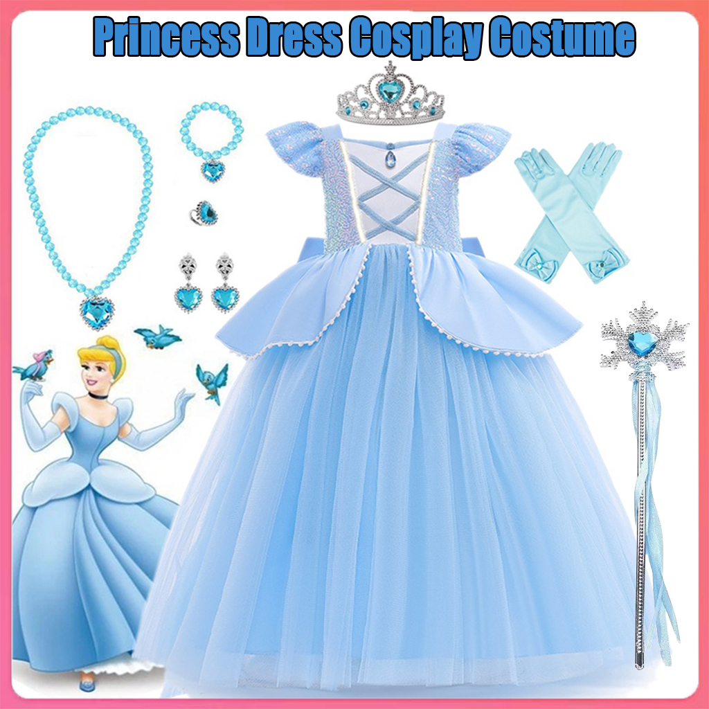 Cinderella Princess Dresses Costume Dress For Kids Girls Party For Halloween  Christmas | Shopee Philippines