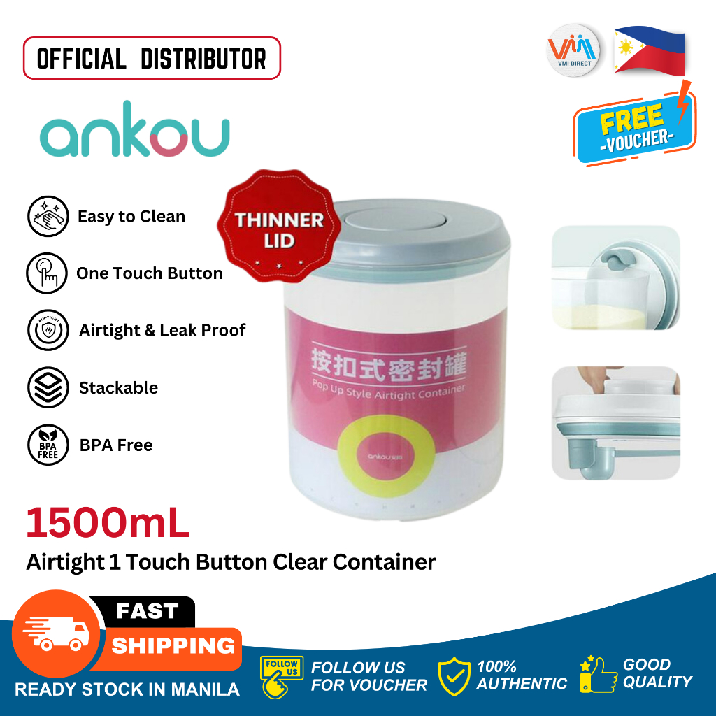 Ankou 1500ML Airtight 1 Touch Button Clear Container With Scoop ...