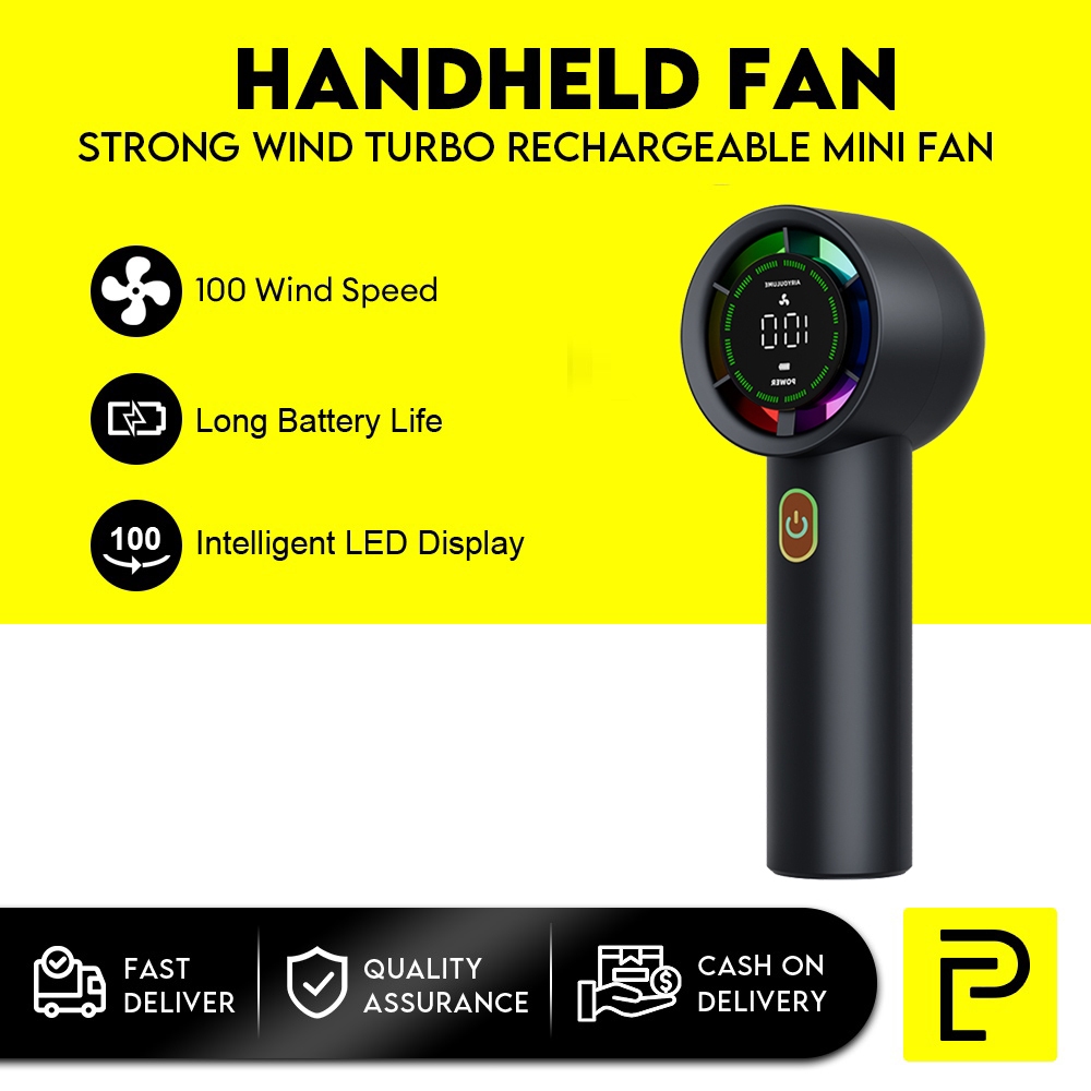 Popcorn Portable Turbo Fan Handheld Rechargeable Mini Fan | Shopee ...