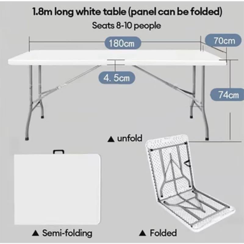 FOLDING TABLE HEAVY DUTY OUTDOOR LONG TABLE PORTABLE DINING TABLE FOR ...