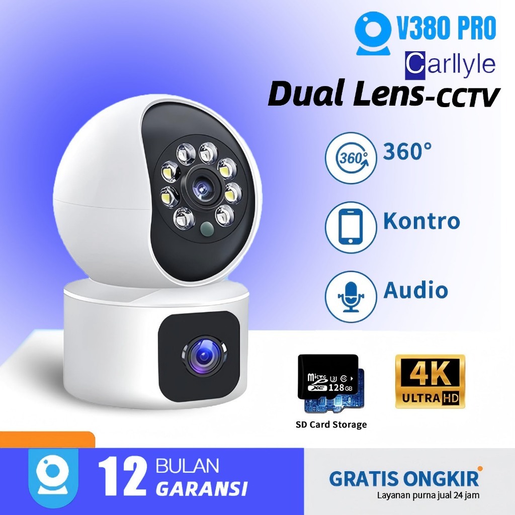 V380 Pro Dual Lens Camera CCTV Wireless Connect Phone Wifi Panorama ...