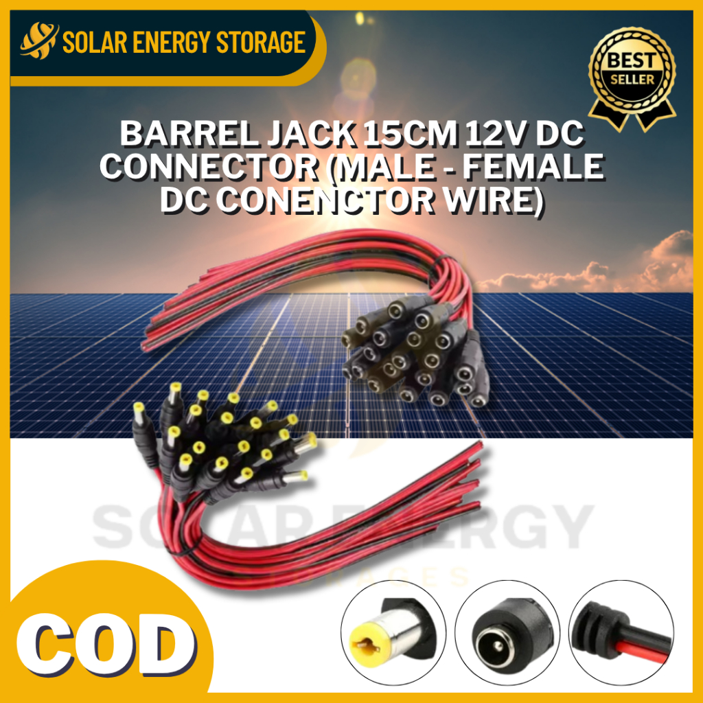 5PCS - BARREL JACK 15CM 12V DC CONNECTOR (MALE - FEMALE DC CONENCTOR ...