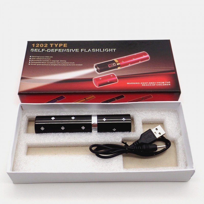 1202 Type LED Rechargeable Self Defense Electric Stun With Flashlight ...