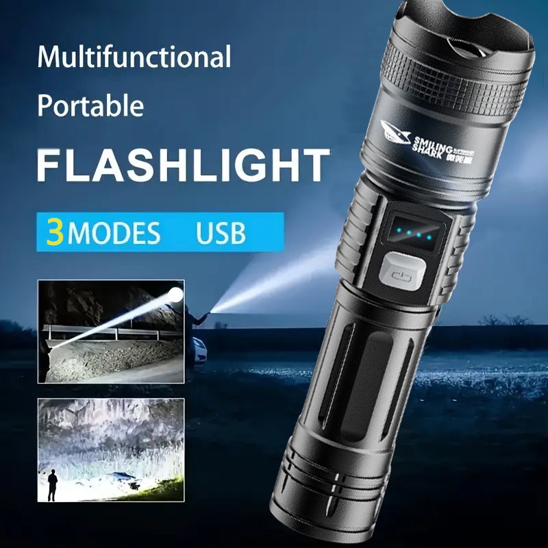 Three-speed mode high-brightness outdoor flashlight, waterproof focus ...