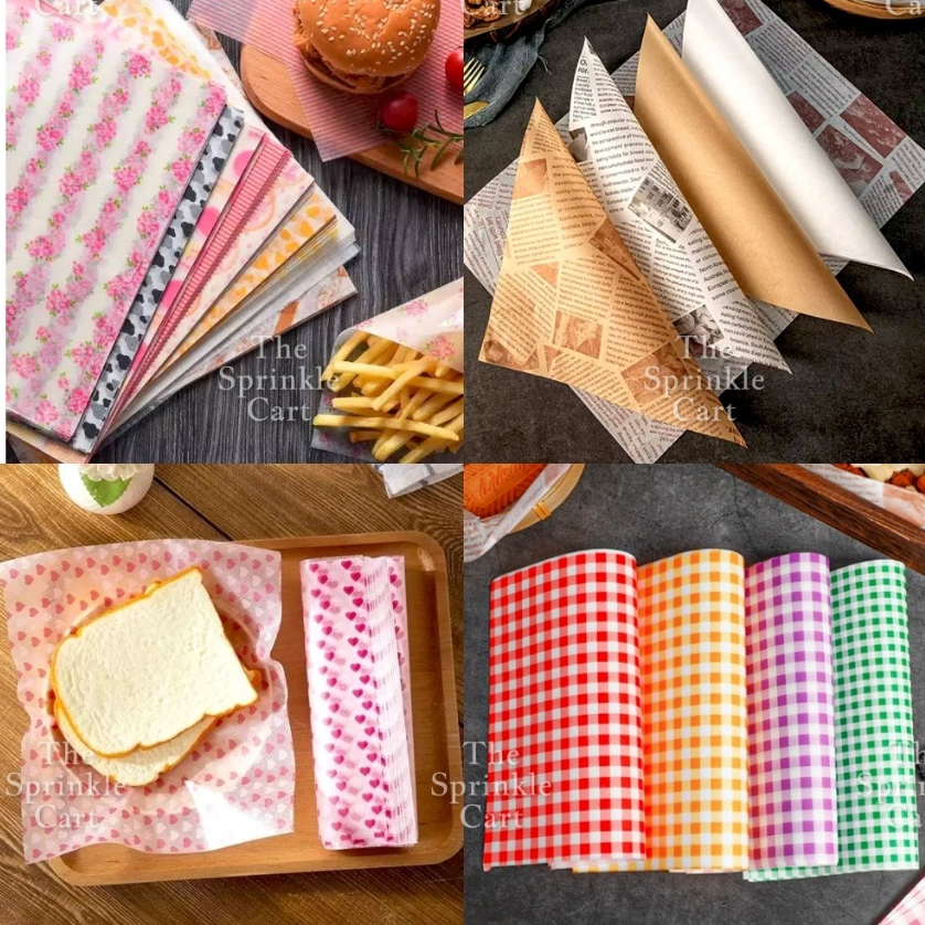 Wax Paper Non Grease Food Wrapper for Sandwich Burger Bread Pastry ...