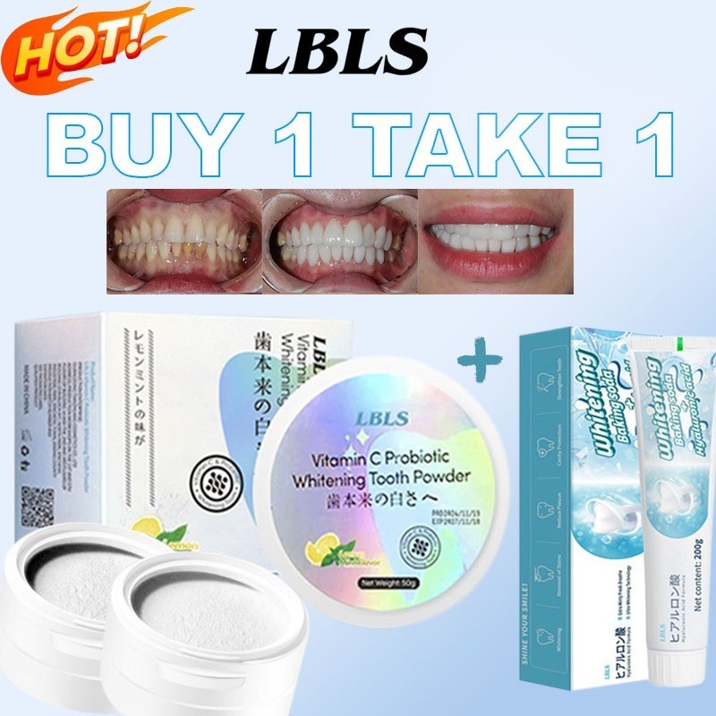 LBLS Whitening Powder + Toothpaste Vitamin C Hyaluronic for a Brighter ...