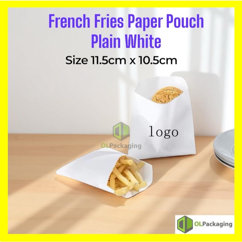 French Fries Paper Pouch White (Grease Proof) | Shopee Philippines