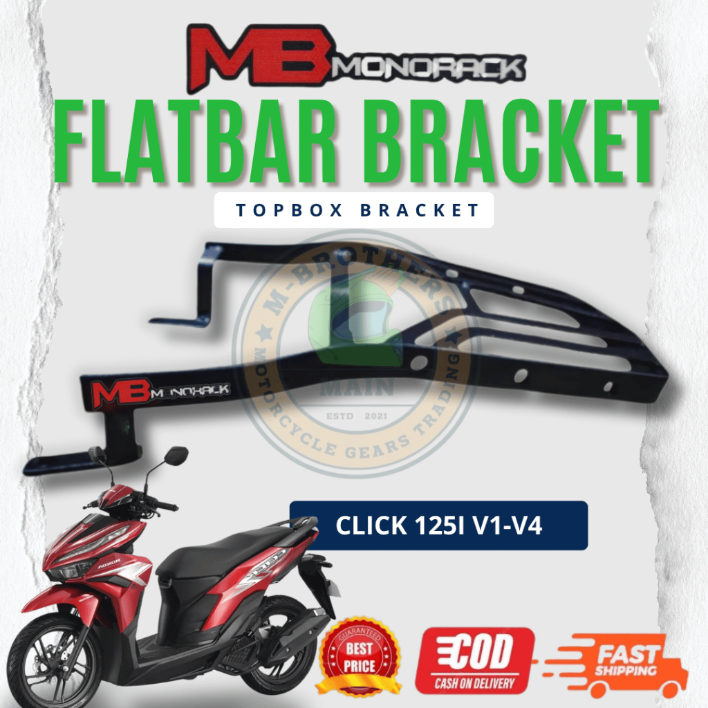Honda Click 125 V1-V4 (Patong Style) Flat Bar MB Monorack Topbox ...