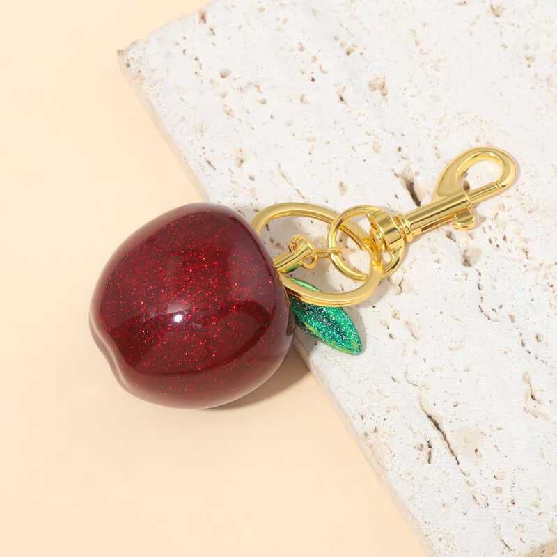 Cherry Apple Shaped Keychain Resin And Alloy Keyring For Womens Handbag ...