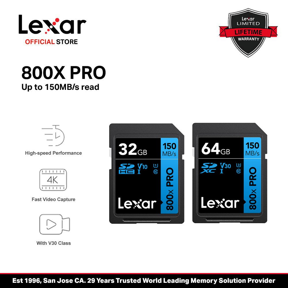 Lexar High Performance 800x Pro 32GB/64GB SDHC/SDXC UHS-I SD Card BLUE ...
