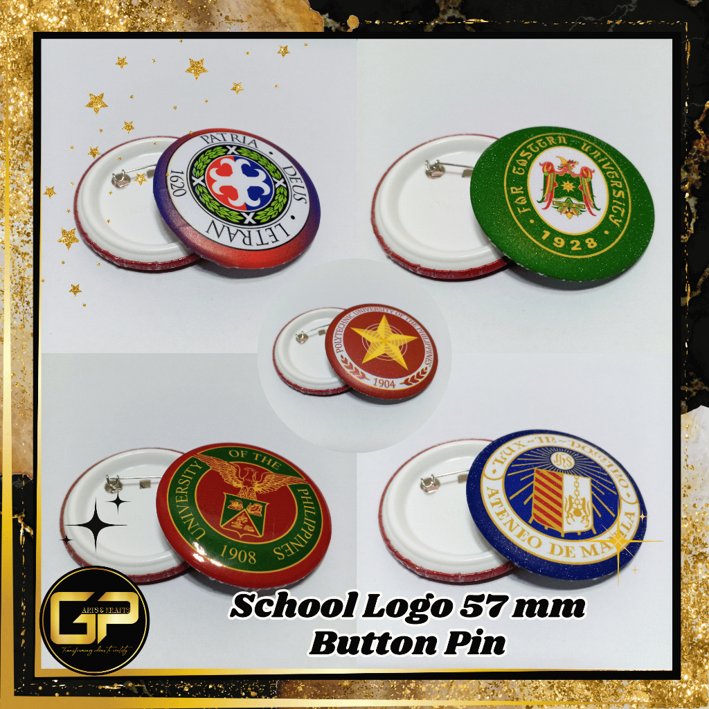 Personalized School Logo 58mm Button Pin | ADMU | PUP | UP | FEU | DLSU ...