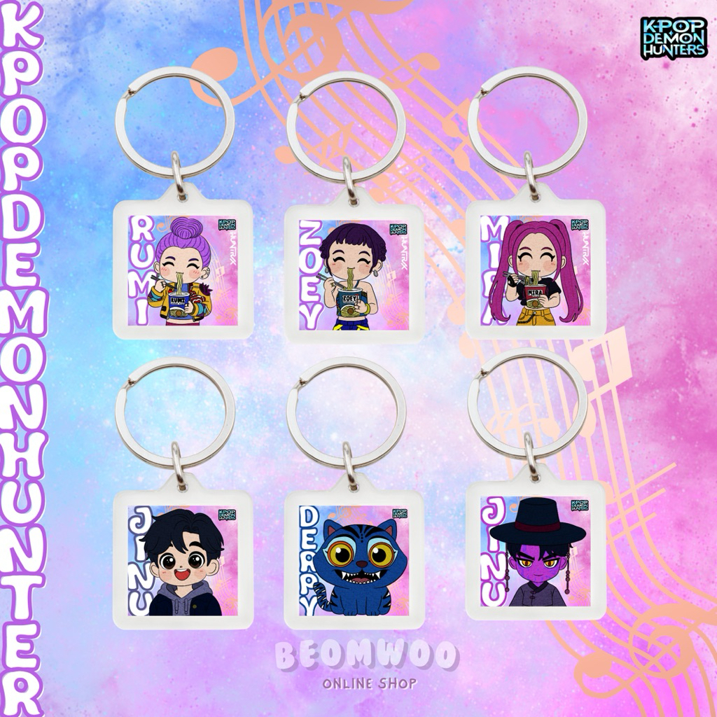 Kpop Demon Hunters Inspired Acrylic Keychain Fan Merch (Huntrix Saja ...
