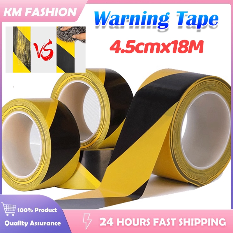 KM 18M Caution Tape Striped Barricade Tape PVC Black And Yellow ...