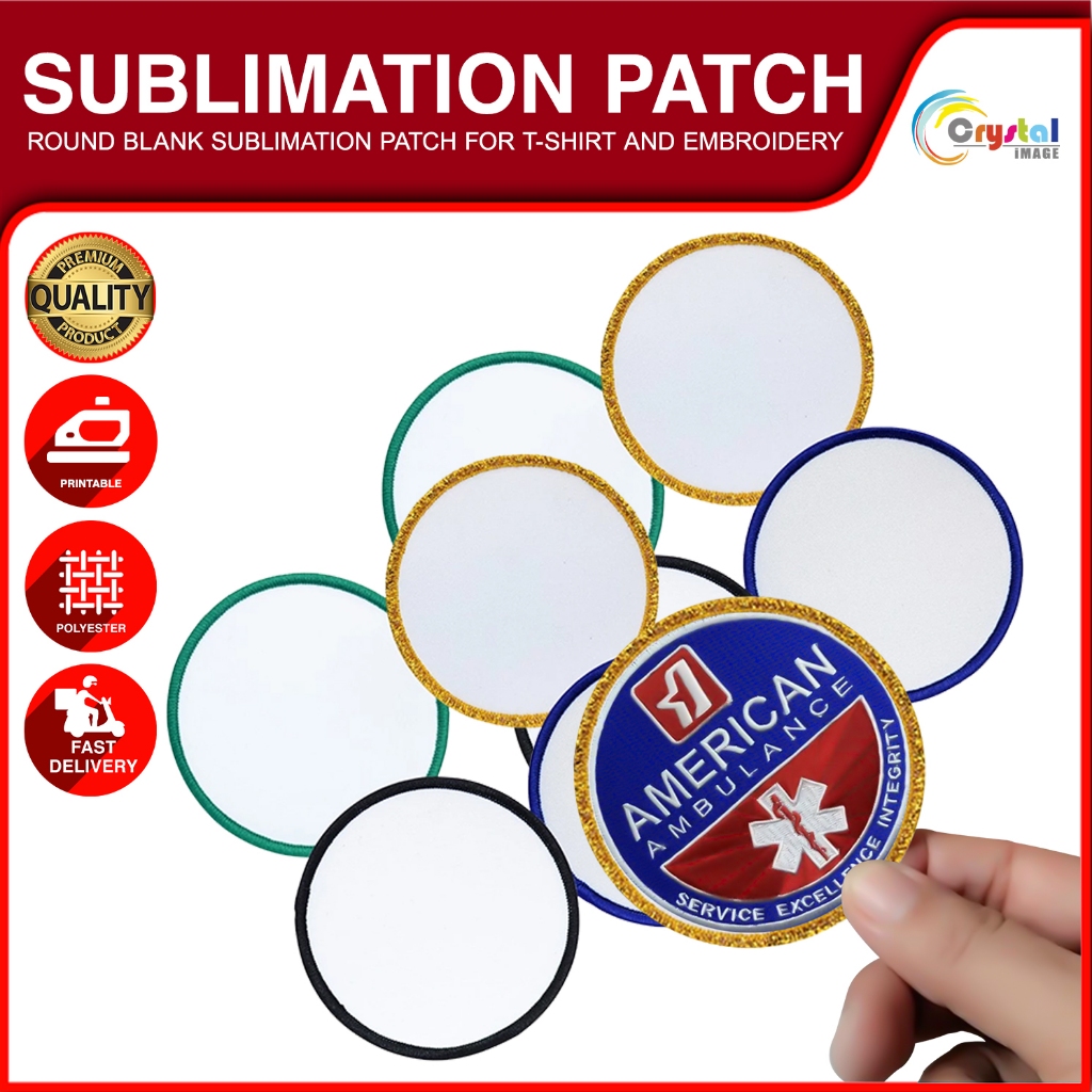 Sublimation Blank Round Patch Embroidered Edge DIY Iron-on for T-shirt ...