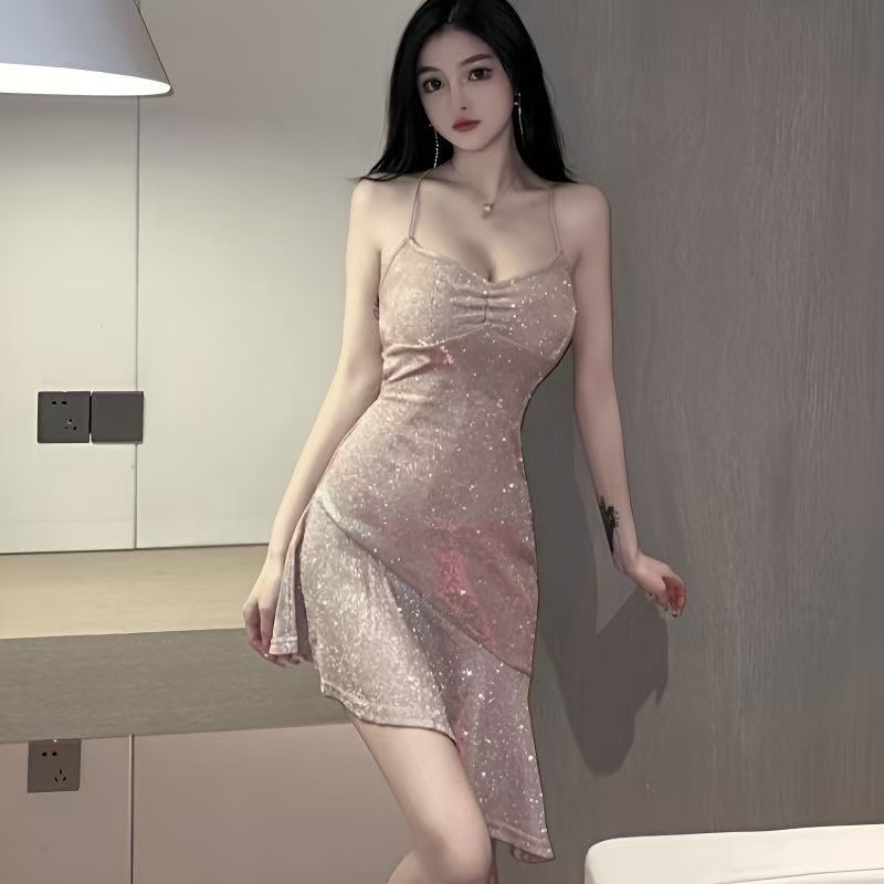 New cocktail Glitter dress Backless Sling evening dress sexy dress for  girls birthday party dress | Shopee Philippines