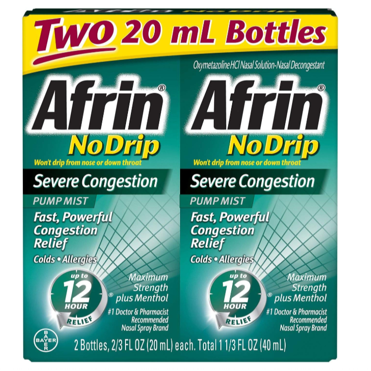 Afrin No Drip Nasal Pump Mist For Severe Congestion Nasal Congestion
