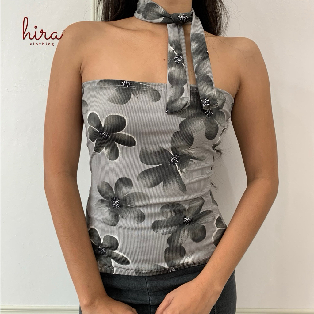Hira • Hana Y2K Floral Tube Top for Womenswear – Full Length Strapless ...