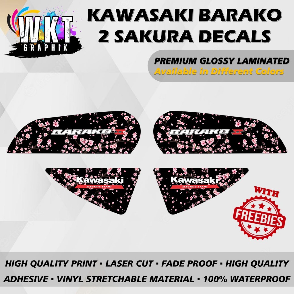 KAWASAKI BARAKO 2 SAKURA DECALS STICKER (WATERPROOF, LAMINATED, FADE ...