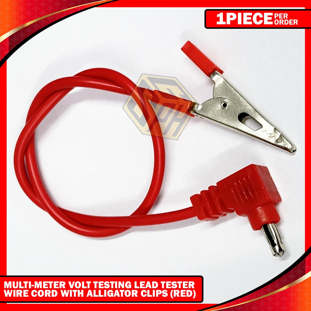 Multimeter Volt Testing Lead Tester RED Wire Cord With Alligator Clips ...