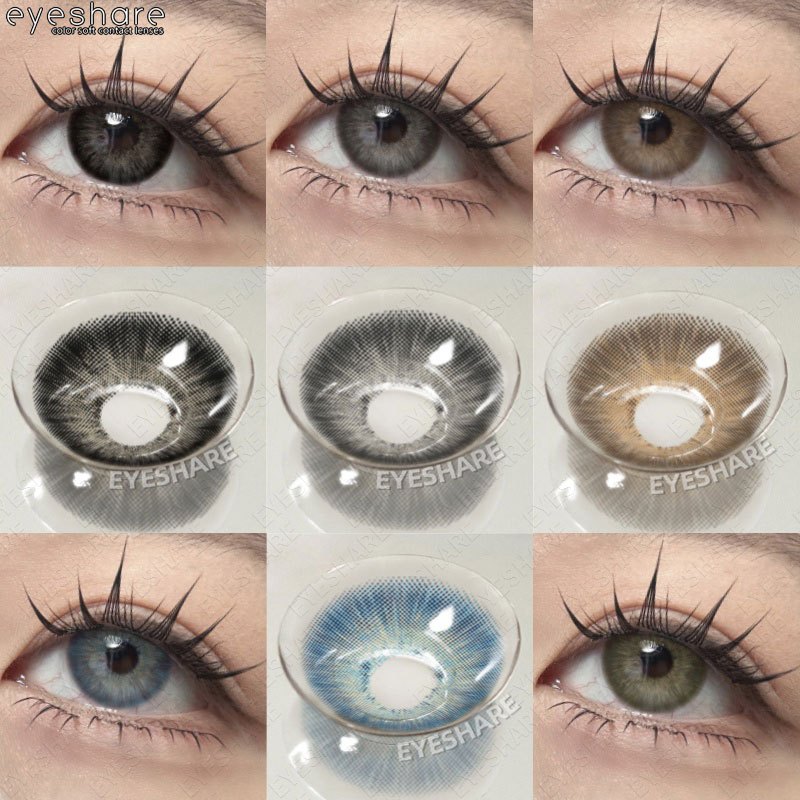 Eyeshare 2pcs Gray Color Contact Lenses Natural Black Contacts Eye ...