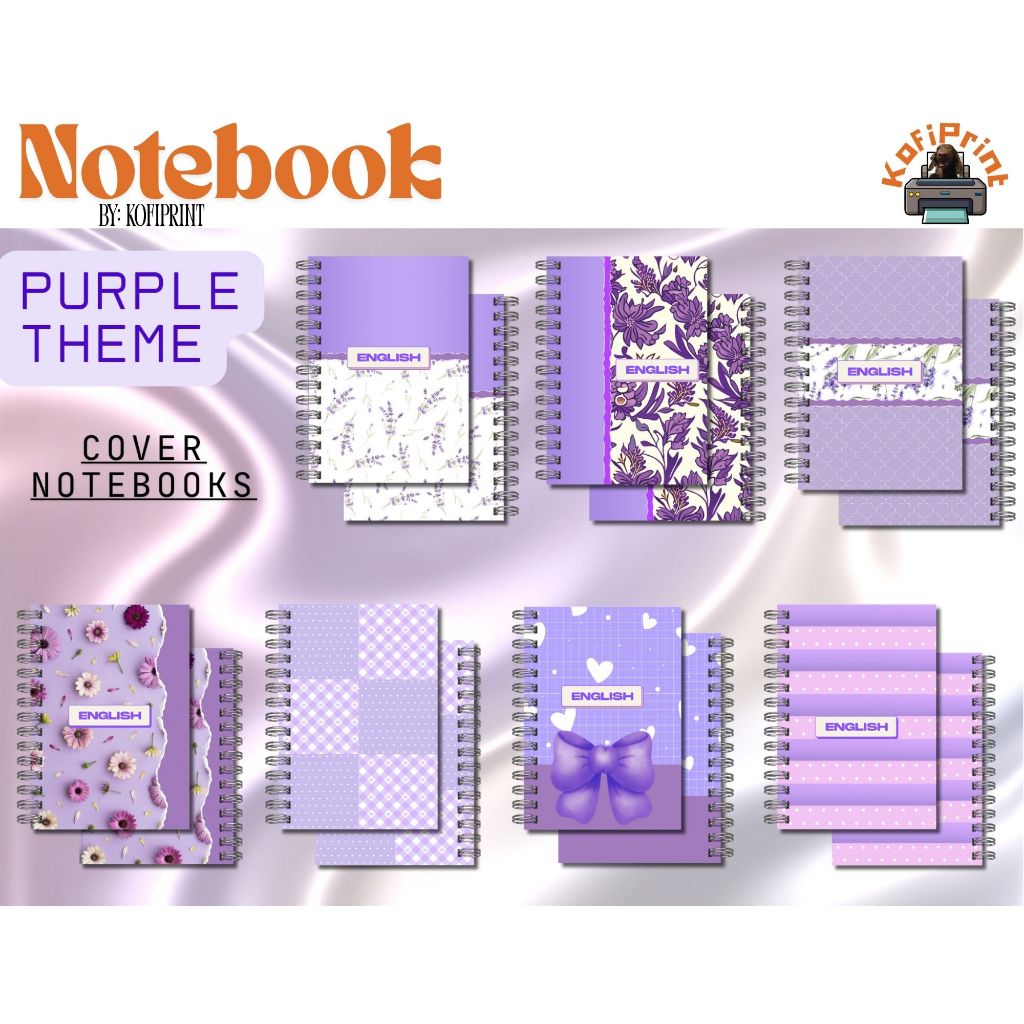 KofiPrint Custom A5 Notebook Purple/Violet– Coquette Floral Aesthetic ...