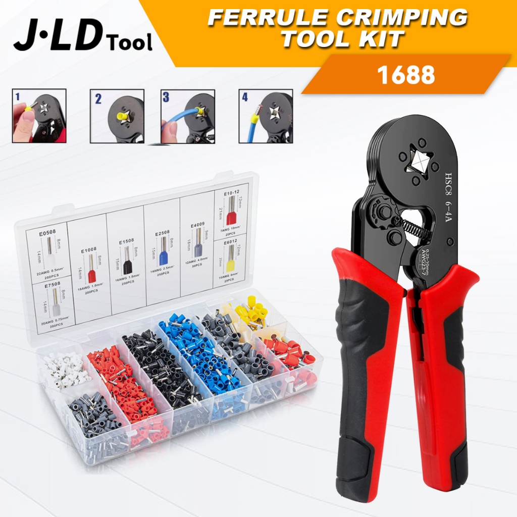 JLD TOOL Ferrule Wire Crimping Tool Kit (1200 Connectors And Self ...