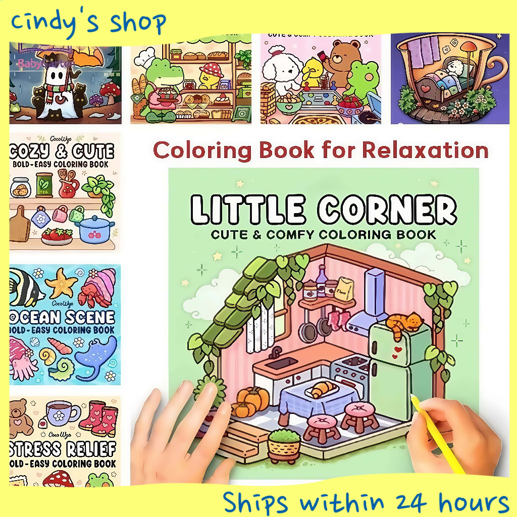 Little Corner Cute and Comfy Coloring Book for Adults Cozy Hobby ...