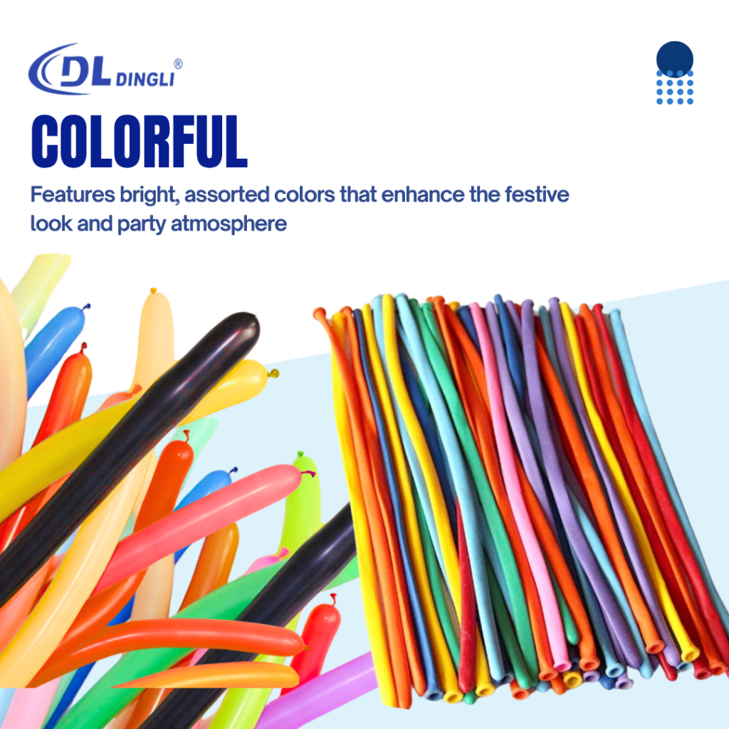DingLi Tube Balloons Long 100Pcs Pack Assorted Colors for Party ...