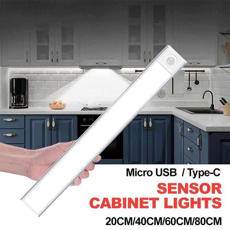 【24H Ship】LED Motion Sensor Light 3 Colors Dimmable USB Rechargeable ...