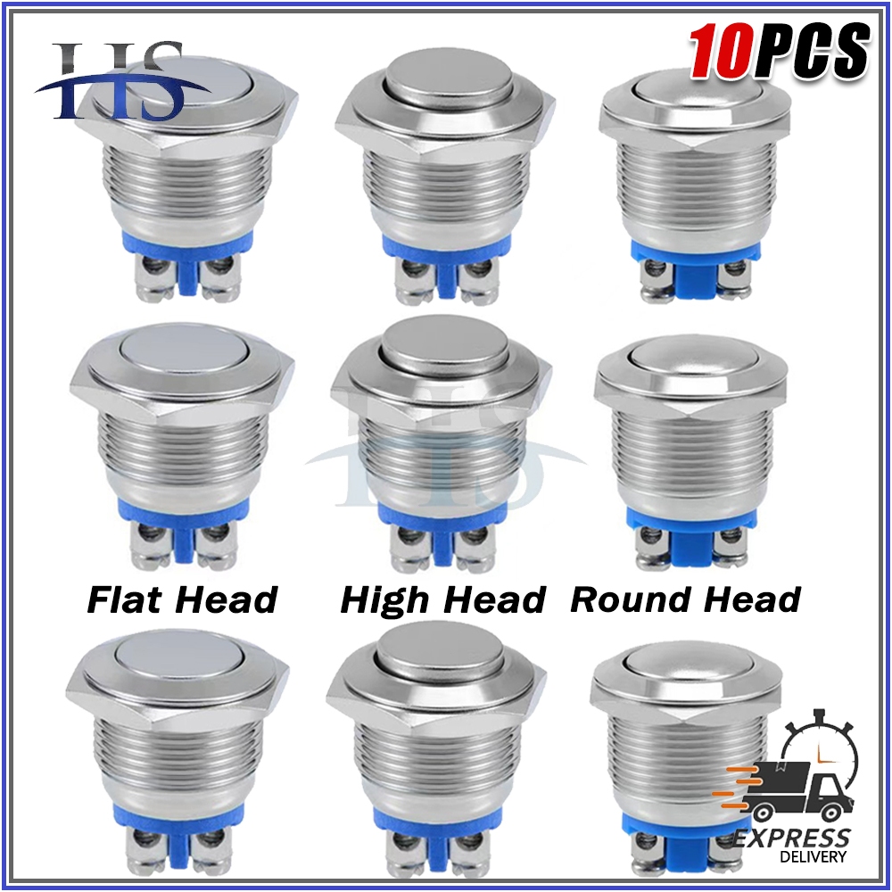 10PCS COD New Dc Metal Waterproof Push Button Switch 2A / 36V 16mm 19mm ...